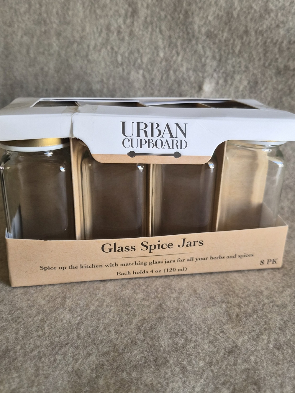 Clear Glass Spice Jars - 8 Pack